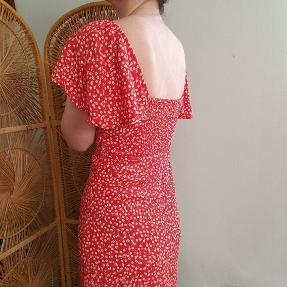 Zara Red Floral Mini Dress S - Picture 7 of 7